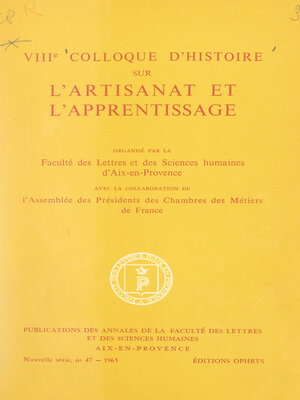 cover image of VIIIe Colloque d'histoire sur l'artisanat et l'apprentissage